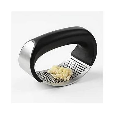 Imagem de Espremedor de Alho Manual Premium, Triturador em Aço Inoxidável para Cozinha, Amassador Profissional de Alimentos