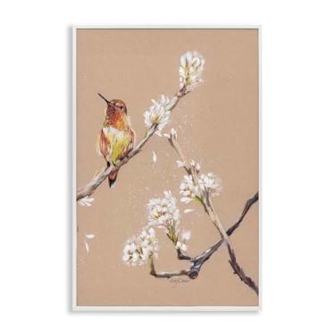 Imagem de Stupell Industries Beija-flor descansando no ramo arte giclée emoldurada cinza, design por Cady Driver, 61 x 40 cm