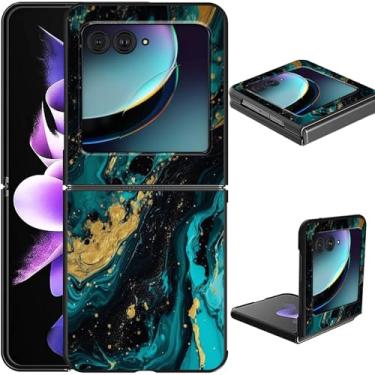 Imagem de GFRGTFHYT Capa para celular Motorola Moto Razr 2025/2024, fina, leve, rígida, com design de mármore verde, carregamento sem fio, antiarranhões, à prova de choque, capa protetora para Moto Razr 60/50