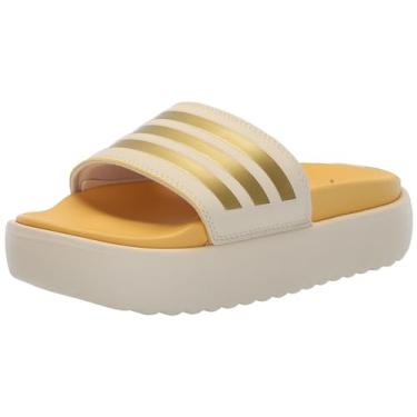Imagem de adidas Sandália feminina Adilette Platform Slide, Areia de cristal/ouro metálico/semi faísca, 10