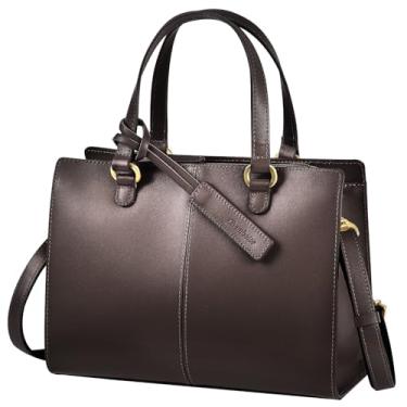 Imagem de Chamboise Bolsa de ombro bidirecional de couro legítimo, tamanho compacto 25 x 18 x 9,9 cm, 5 cores, feita no Japão, Chocolate, 24.9 x 18 x 10 cm