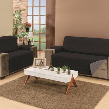 Imagem de Protetor De Sofá Dupla Face Manu 2 E 3 Lugares King - Preto- Cinza