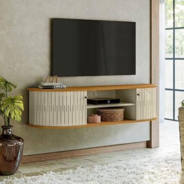 Imagem de Rack Tv 60 Pol 136cm Bancada Suspenso Ripado Norezi M20 - D'rossi Cumaru E Opala