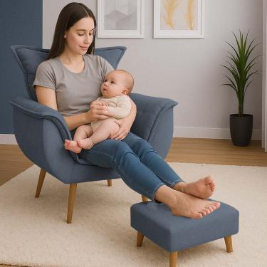 Imagem de Poltrona De Descanso Alana Com Puff Suede Grafite