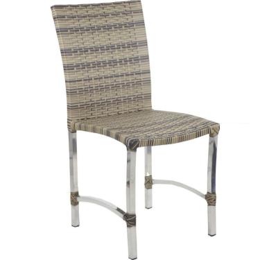 Imagem de Cadeira De Alumínio Para Mesa De Jantar Trama Original Capuccino