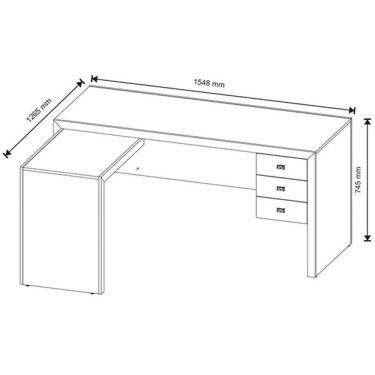 Imagem de Mesa De Canto Para Escritório Em L Angular Com 3 Gavetas Nogal