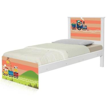 Imagem de Cama Solteiro Com Cabeceira Adesivada Trenzinho