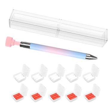 Imagem de Caneta de pintura de arte de diamante, caneta de cera recarregável automática, caneta de ponta de cola rotativa, kit de ferramentas de arte de diamante com 30 refis de cera branca e vermelha para arte