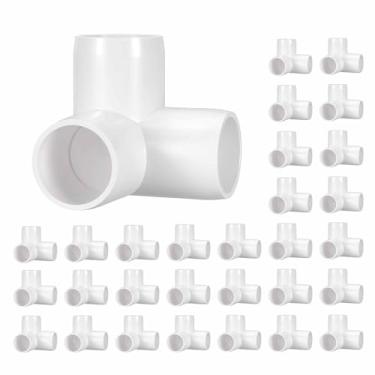 Imagem de Kozelo Pacote com 30 encaixes de tubulação de cotovelo de PVC SCH40 de 3/10.2 cm, encaixe em T de saída lateral de canto de cotovelo de PVC de 3 vias, conectores de tubo de grau de móveis para projeto
