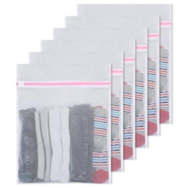 Imagem de 6 sacos de malha para lavanderia, pequeno saco de lavanderia com fecho de zíper, saco de lavagem durável de 38 x 29 cm, para máquinas de lavar roupas, camisas, saias e roupas íntimas delicadas