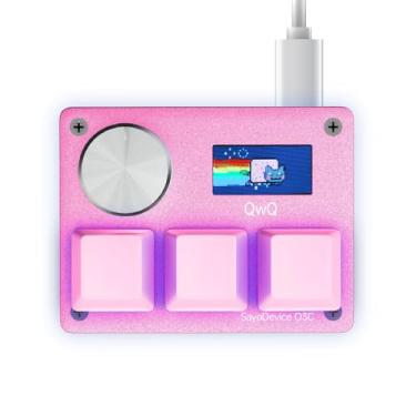 Imagem de SAYODEVICE Teclado O3C com efeito Hall de gatilho rápido adequado para OSU e teclado macro de jogo de ritmo geométrico com interruptores lineares magnéticos (rosa, interruptor branco Gateron KS-20)