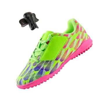 Imagem de PATPAT Chuteiras de futebol para meninos e meninas, grama interna, artificial, terreno firme, atlético, atividades ao ar livre, futsal, unissex, infantil, leve, treinamento, flexível, durável