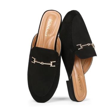 Imagem de ignaxis Mules for Women Sapatilhas Bico Redondo Mules Fivela Sem Costas Sem Costas, Camurça preta, 37