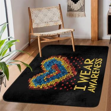Imagem de Tapete de área de 1,2 m x 1,8 m para sala de estar, lavável à máquina, tapete colorido, design de autismo, tapete antiderrapante, tapete macio para sala de estar, quarto, sala de jantar, berçário