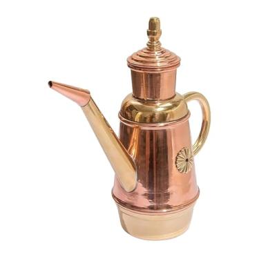 Imagem de Bothyi Jarra dispensadora de óleo de cobre, 350 ml, feita à mão, design retrô, bico dosador, ideal para pizzarias, bufês e padarias.