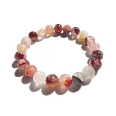 Imagem de RongL Pulseira de cristal de flor de resina vermelha - cristal de sucesso e riqueza de carreira de 10 mm, joia com contas de equilíbrio de energia, pulseira capricórnio, presente espiritual unissex