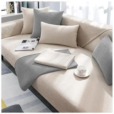 Imagem de SPXMQSS Capas de sofá para sofá secional, capas de sofá macias, capa de sofá de chenille de 1/2/3/4 lugares, antiderrapantes, capas de almofada de sofá em forma de L, protetor de móveis C 45 x 45 cm