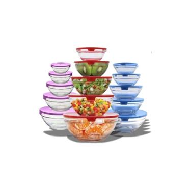 Imagem de Conjunto 5 Potes de Vidro com Tampa, Capacidades 120ml a 900ml, Material Vidro, Cor Sortida, Empilhável