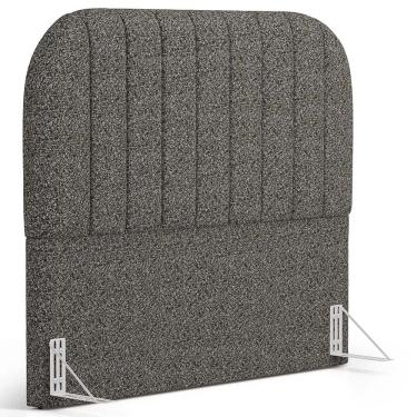 Imagem de Cabeceira Cama Box Queen Estofada Orgânica 160cm Alice W01 Linho Mescla Chumbo - Lyam Decor