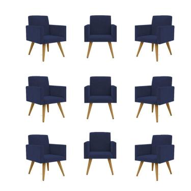 Imagem de Kit 09 Cadeiras Poltronas Decorativa - Escritório - Recepção Cor:azul Marinho