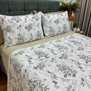 Imagem de Jogo De Cama Casal Bliss Estampado 100% Algodão 180 Fios 4 Peças Hera/bege