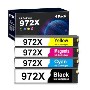 Imagem de Cartuchos de tinta de substituição 972X para HP 972X 972A 972 para impressoras PageWide Pro MFP 477dw 452dw 577dw 552dw 452dn 477d (pacote com 4, preto ciano amarelo magenta)