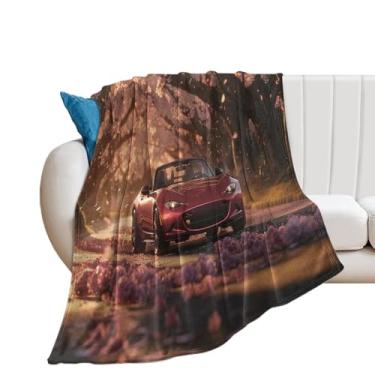 Imagem de HouLaiZhe Cobertor super macio flanela flores de cerejeira carro Mx5 rosa romance JDM cobertores refrescantes leves para sofá-cama cadeira sofá carro viagem ao ar livre leve quente 152 x 203 cm