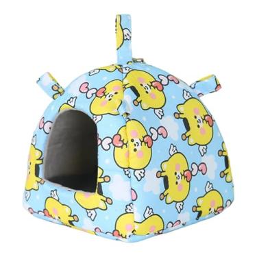 Imagem de Ｂｅｓｇａ Casinha suspensa para pássaros, aconchegante para papagaios e hamsters, esconderijo versátil para animais de estimação, forrada com pelúcia, Animal Amarelo