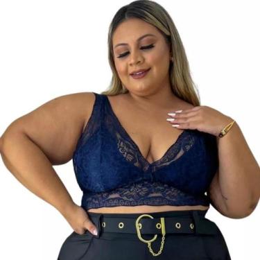 Imagem de Cropped Plus Size Renda - VM STore, Azul, G3