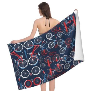 Imagem de ZERAOKE Bicicletas Ciclismo Impressão Toalha de Praia Grande 81 x 132 cm Secagem Rápida Toalha de Banho e Piscina À Prova de Areia para Adultos, Nadadores, Presentes
