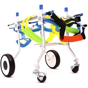Imagem de PUJPOQRP Cadeira de rodas para cães para animais de estimação, cadeira de rodas para cães, carrinho de passeio assistido com pernas traseiras, ajustável, aço inoxidável, reabilitação, mobilidade