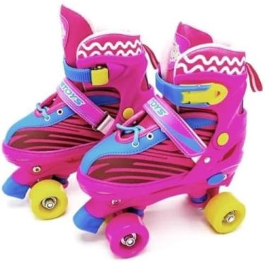Imagem de Patins Infantil Ajustável com Capacete e Proteções, Rosa, Tamanho 30-33, para Crianças +3 Anos, 60kg