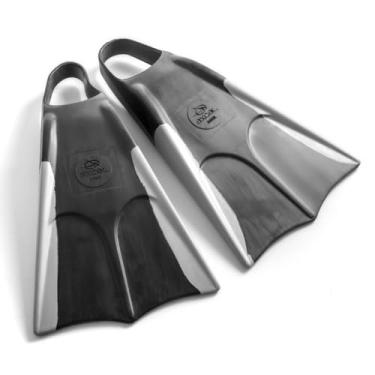 Imagem de Excel Nadadeira Rebel, Pala Curta, Calçadeira Aberta, Borracha Natural, para Bodyboard e Salvamento Aquático (Preto / Cinza, XL)