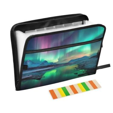 Imagem de Wassud Pasta organizadora de arquivos de papel A4 da Northern Lights com etiquetas, pasta de arquivos expansível, 13 bolsos