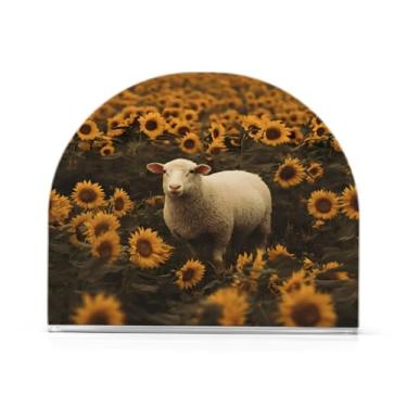 Imagem de CEBUGI Porta-guardanapos para mesas Suporte de guardanapo de acrílico de ovelha Suporte de guardanapos de papel girassol para decoração de festa de jantar de cozinha