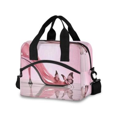 Imagem de Burbuja Lancheira térmica de salto alto rosa para mulheres e homens, lancheira portátil com alça de ombro destacável, lancheira para viagem, piquenique, escritório, trabalho