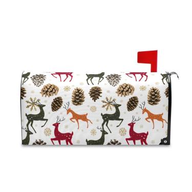 Imagem de Burbuja Capa magnética para caixa de correio, renas de inverno decorativas, capa de caixa de correio para decoração de jardim e quintal, tamanho grande 52,8 x 64,5 cm