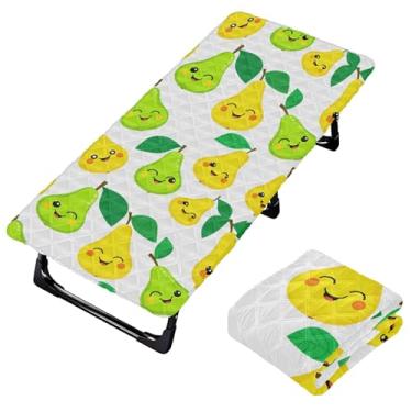 Imagem de Burbuja Lençol de berço de peras verdes amarelas para crianças, lençol de cochilo acolchoado portátil com faixa elástica para meninas e meninos, lavável na máquina, 63,5 x 127 cm