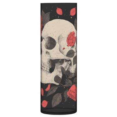 Imagem de CEBUGI Vaso de flores de rosas de crânio 10 x 30 cm, vaso cilíndrico para flores, vaso transparente inquebrável para decoração de casa de festa de casamento