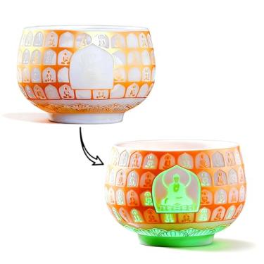 Imagem de CmengAo Xícara de chá de cerâmica que muda de cor que brilha no escuro, xícara Zen Buda de 163 g para cerimônia de chá de Gongfu, oferta de altar sagrado e suporte de vela