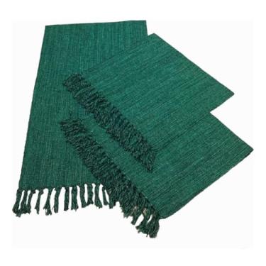 Imagem de Kit Passadeira Tapete Para Cozinha De Tear 3 Peças(Verde Mesclado)