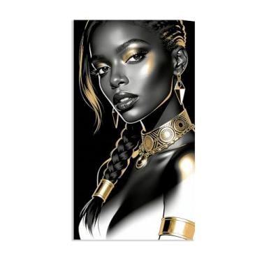 Imagem de SDYJ6GSW Impressão em tela feminina negra afro-americana, arte de parede, pintura abstrata, pintura abstrata, sala de estar, quarto, banheiro, decoração de casa, pronto para pendurar, pôster 60 x 100
