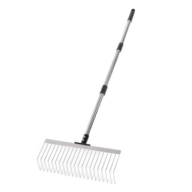 Imagem de Generic Ancinho de , Ancinho de Jardim Resistente Com 21 Dentes de Aço e Alça Ajustável de 63 pol., para Afrouxar o , Coletar Folhas, Nivelar a Cobertura Morta do Gramado