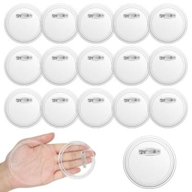 Imagem de SHUNLI 15 peças de pinos de botão transparentes de 7,6 cm, pinos em branco personalizados para artesanato faça você mesmo, faça seu próprio crachá de botão, botões de foto personalizados para
