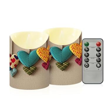 Imagem de Wassud Pacote com 2 velas simples sem chama com controle remoto, velas realistas cintilantes com temporizador, velas decorativas para Natal, casamento, festa, decoração de casa pequena