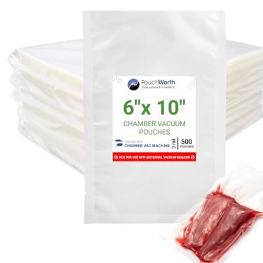 Imagem de 500 unidades de 15,2 x 25,4 cm, sacos pré-cortados com selador de câmara de vácuo de 3 mm, sem BPA, ótimo para armazenamento de vácuo de alimentos, selagem a vácuo, sacos de poupança de alimentos