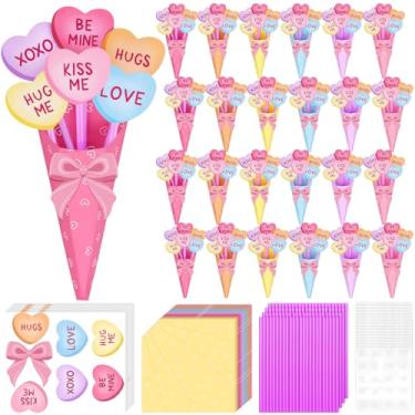 Imagem de Demonwer Conjunto de 24 buquês de flores para o dia dos namorados, kit de artesanato faça você mesmo, cartão de felicitações de flores, buquê feito à mão, presentes artesanais para dia dos namorados