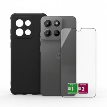 Imagem de Kit Capa Anti-Impacto Preta TPU + Película Cerâmica 9D ou Privacidade 3D – Compatível Moto G75 (Película Cerâmica 9D)
