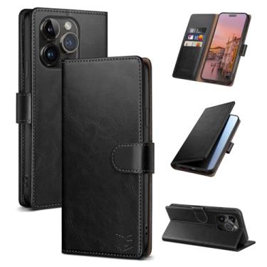 Imagem de SUANPOT Capa carteira compatível com iPhone 14 Pro Max de 6,7 polegadas com suporte para cartão de crédito com bloqueio de RFID, capa protetora de couro PU flip book masculina e feminina para Apple 14