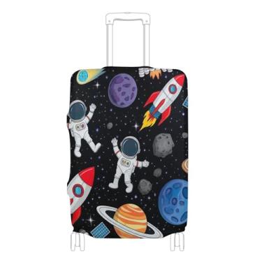 Imagem de Joisal Protetor de bagagem, capas de mala personalizadas, impressão antiarranhões, itens essenciais de férias de viagem, planetas espaciais, astronautas, P, serve para capa de 45 a 50 cm, Lindos